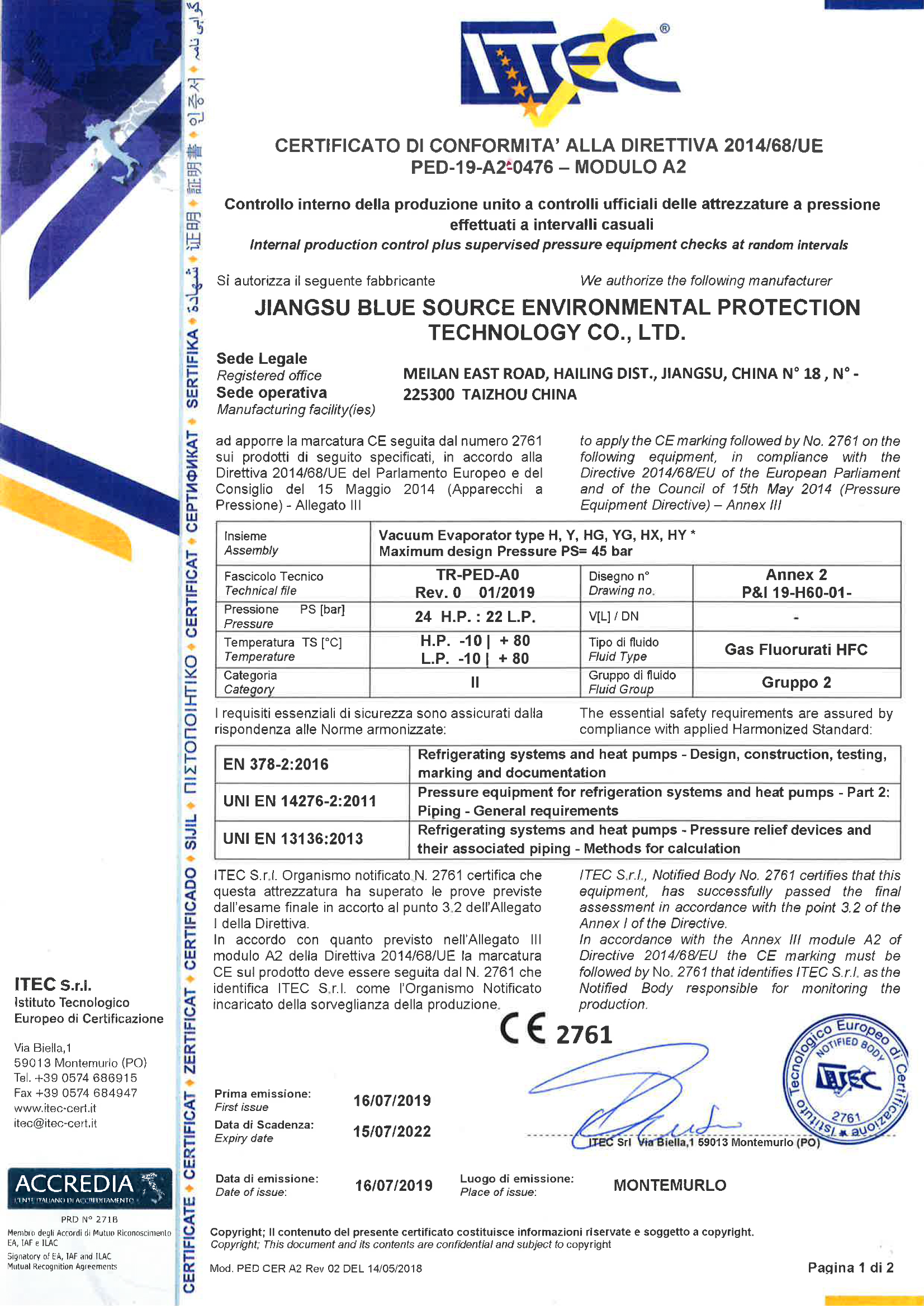 PED Certificate for website