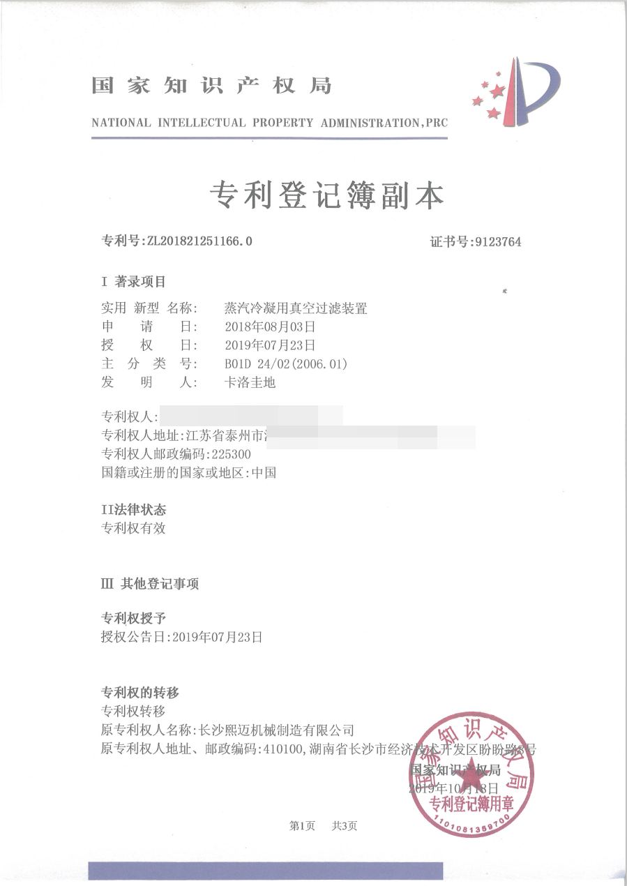 蒸汽冷凝用真空过滤装置
